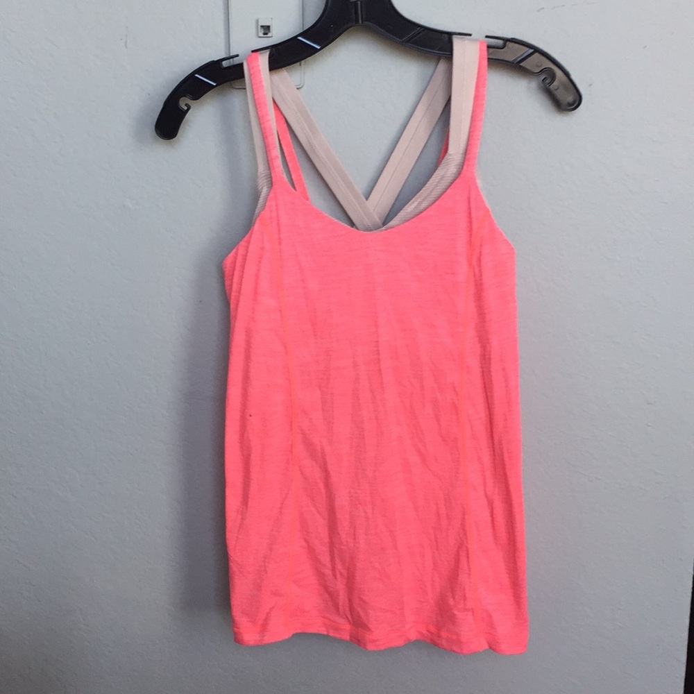Hot pink & beige cross back lululemon tank size 8